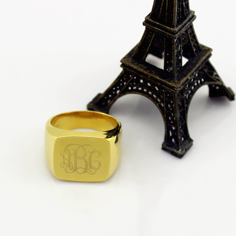 18ct gold plated monogram initial ring product view
