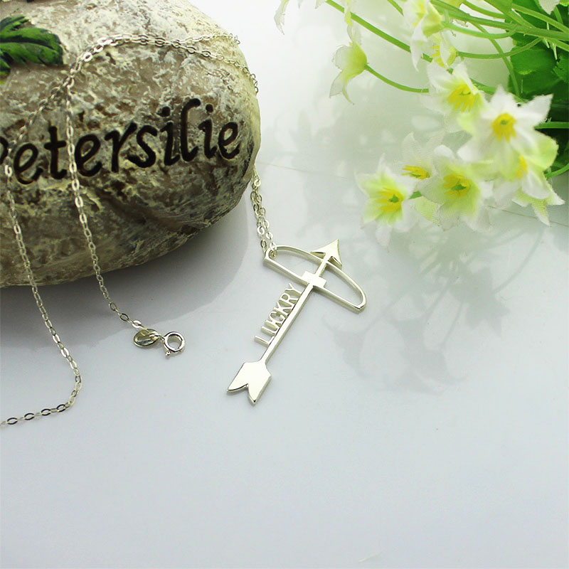 Personalised arrow cross name pendant necklace product image