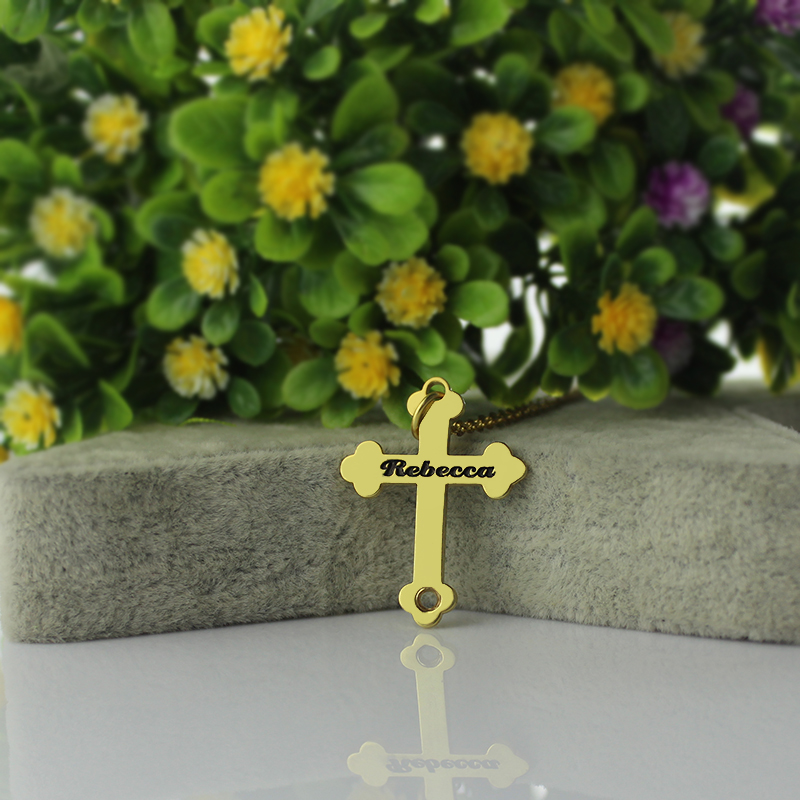 Engraved Cross Name Necklace Engraved cross name necklace product image