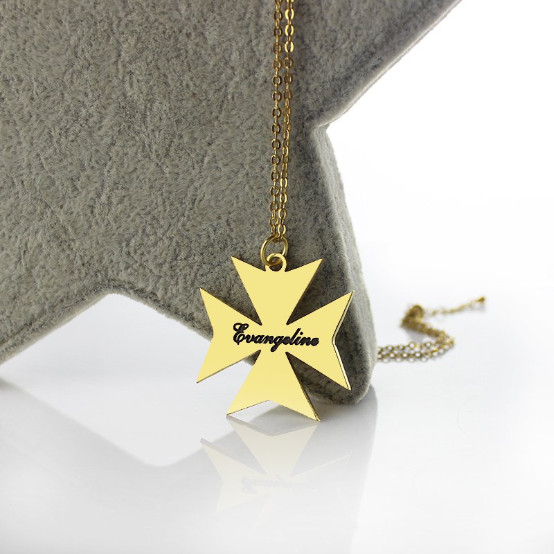 Gold Plated Maltese Cross Name Necklace Gold plated Maltese cross name necklace product image