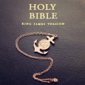 Rose Gold Anchor Cross Monogram Initial Pendant Close-Up Rose Gold Anchor Cross Monogram Initial Pendant close-up