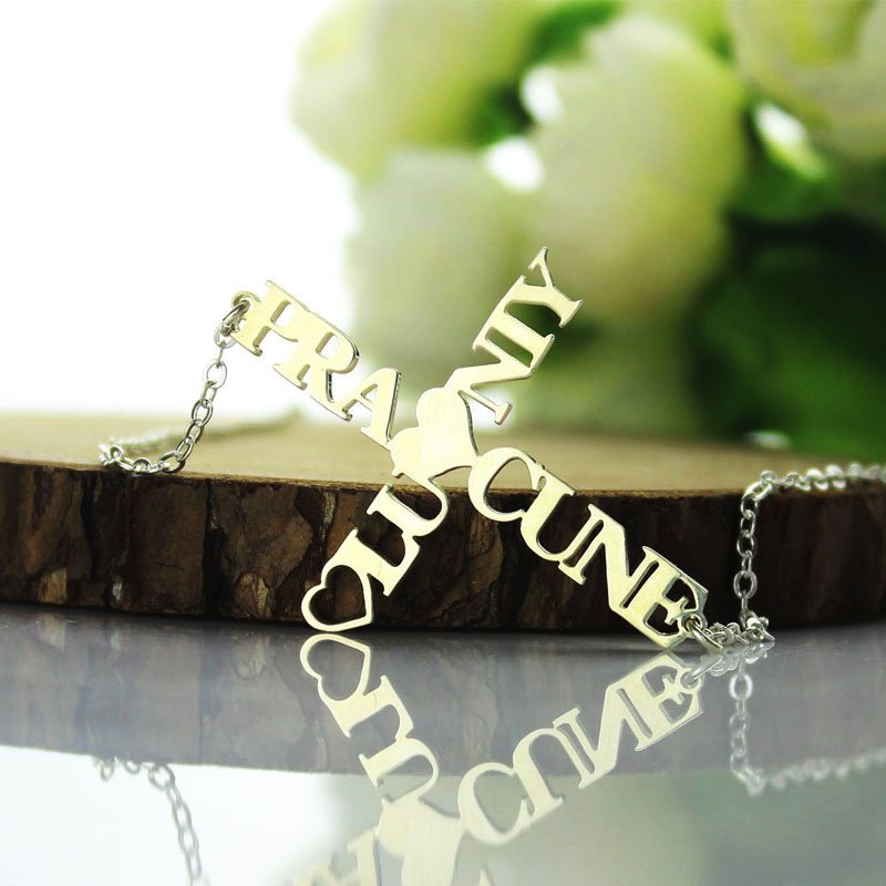Personalised Two Name Cross Necklace Personalised two-name cross necklace image