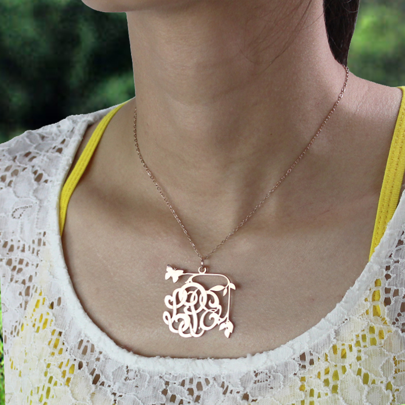 Butterfly and Vines Monogram Necklace Butterfly and vines monogram necklace product view