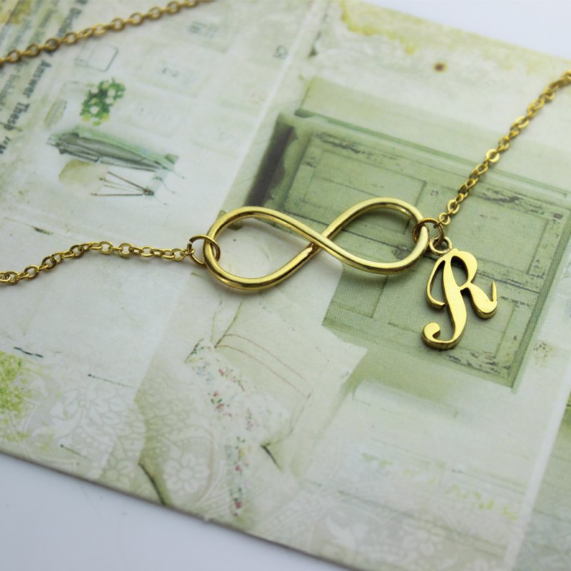 Infinity Knot Initial Necklace with 18ct Gold Plating Infinity knot initial necklace product image