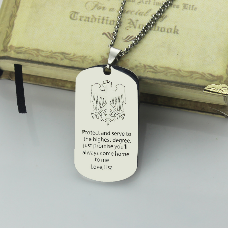 Men's eagle dog tag name necklace product image