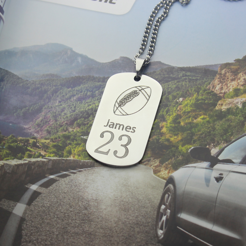 Personalised Dog Tag Name Necklace Men's personalised dog tag rugby name necklace view