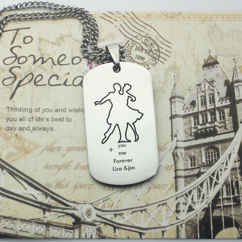 Dancing Theme Dog Tag Name Necklace Dancing Theme Dog Tag Name Necklace product image