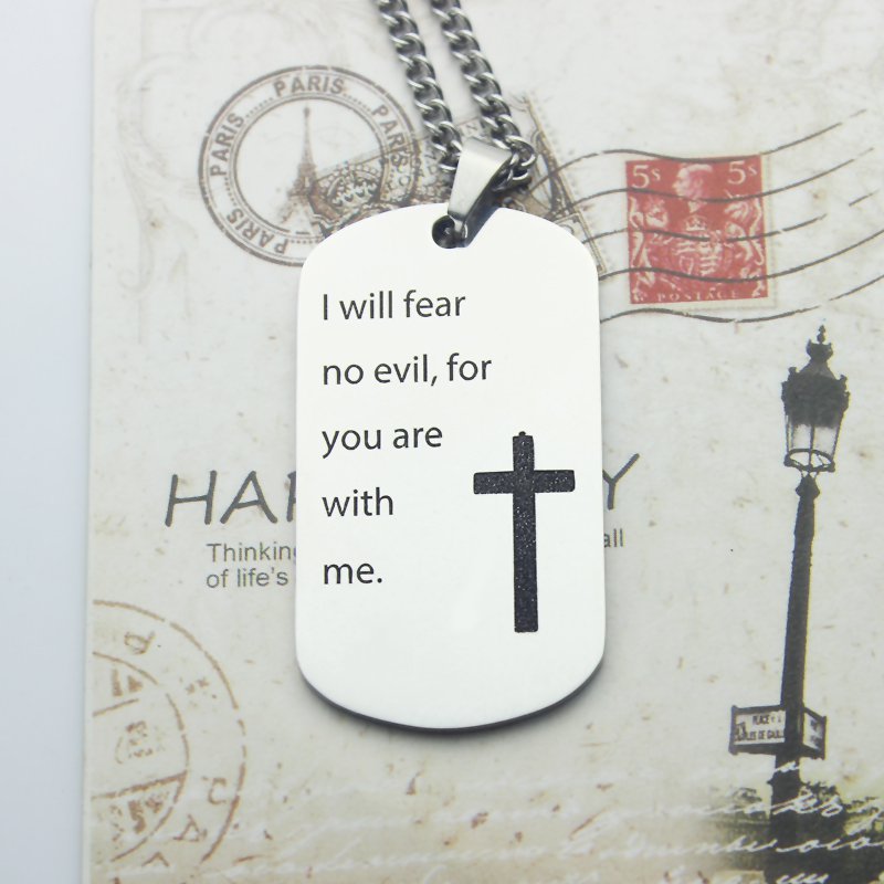 Personalised military dog tag name necklace detail