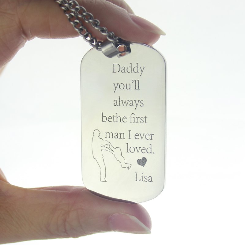 Father's Love Dog Tag Name Necklace Father's Love personalised dog tag name necklace product view