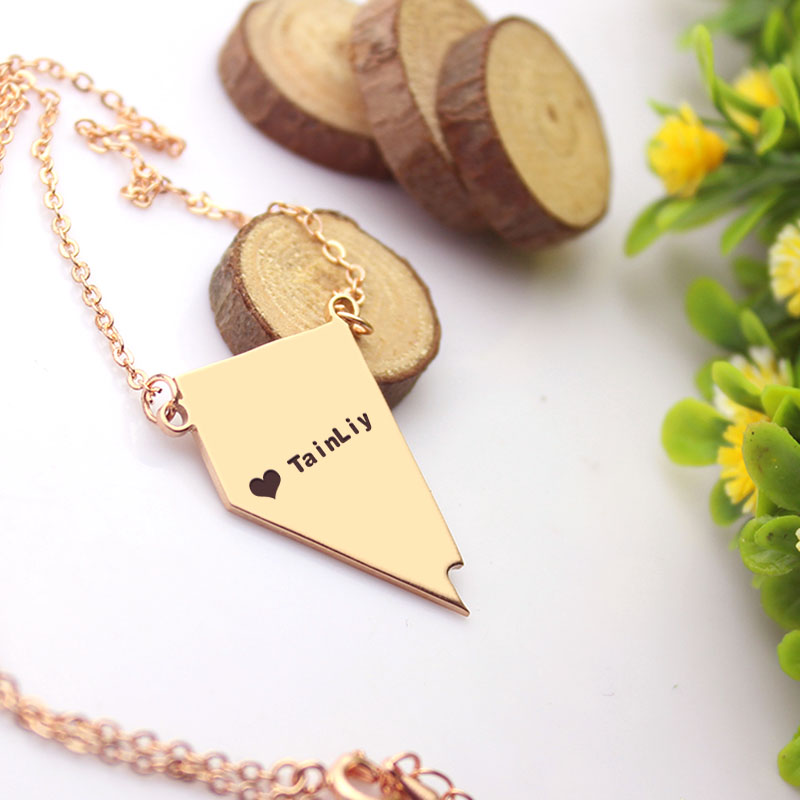 Custom Nevada state-shaped heart name necklace product image