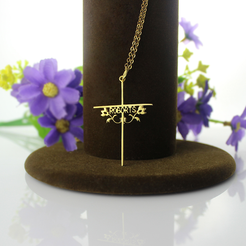 Personalised Cross Name Necklace Personalised cross name necklace gallery image