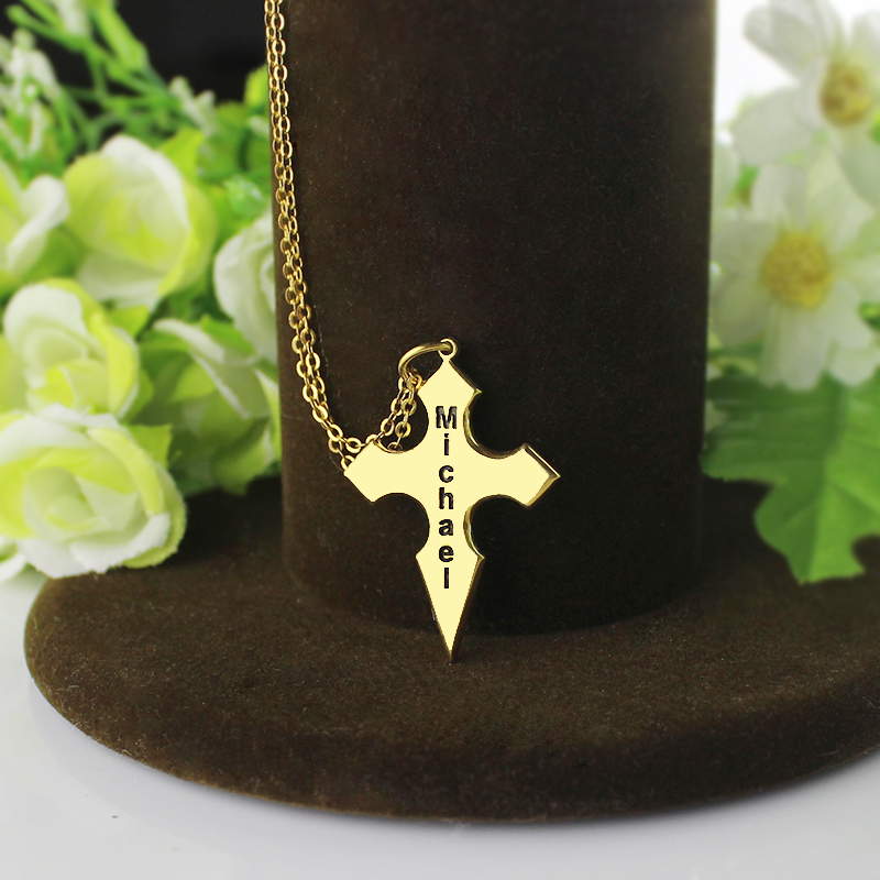 Cross Name Necklace Product View Personalised cross name necklace product view