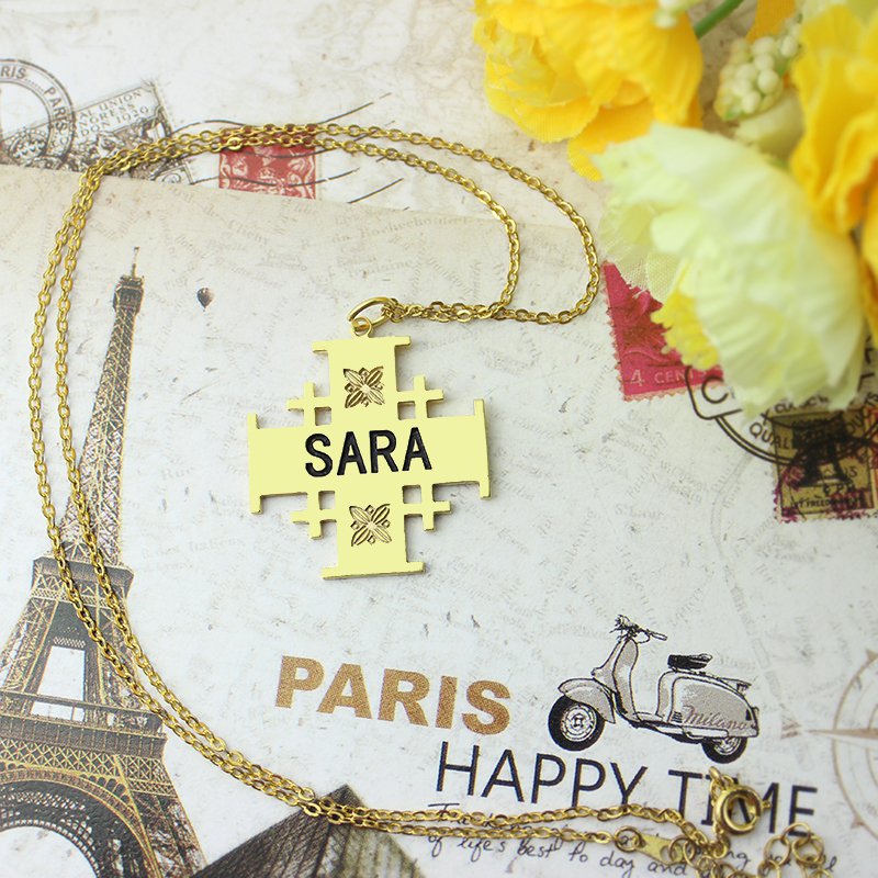 Personalised Cross Name Necklace Personalised cross name necklace detail
