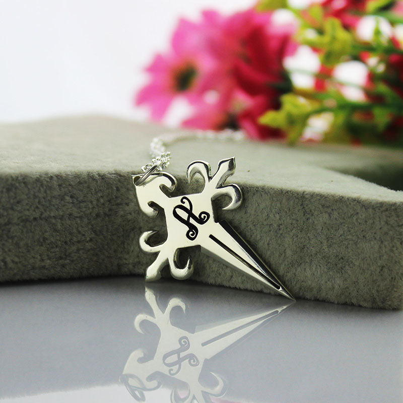 Silver St James Cross Name Necklace Silver St James cross name necklace