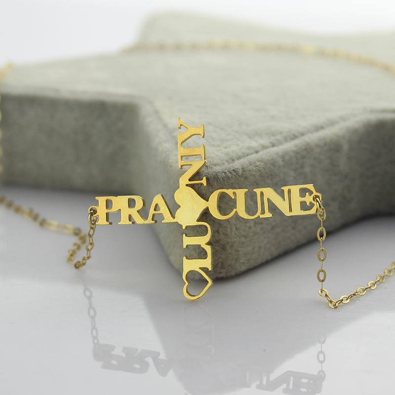 Personalised Two-Name Cross Necklace Personalised two-name cross necklace product view