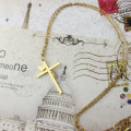 Personalised cross name necklace with heart detail, product view