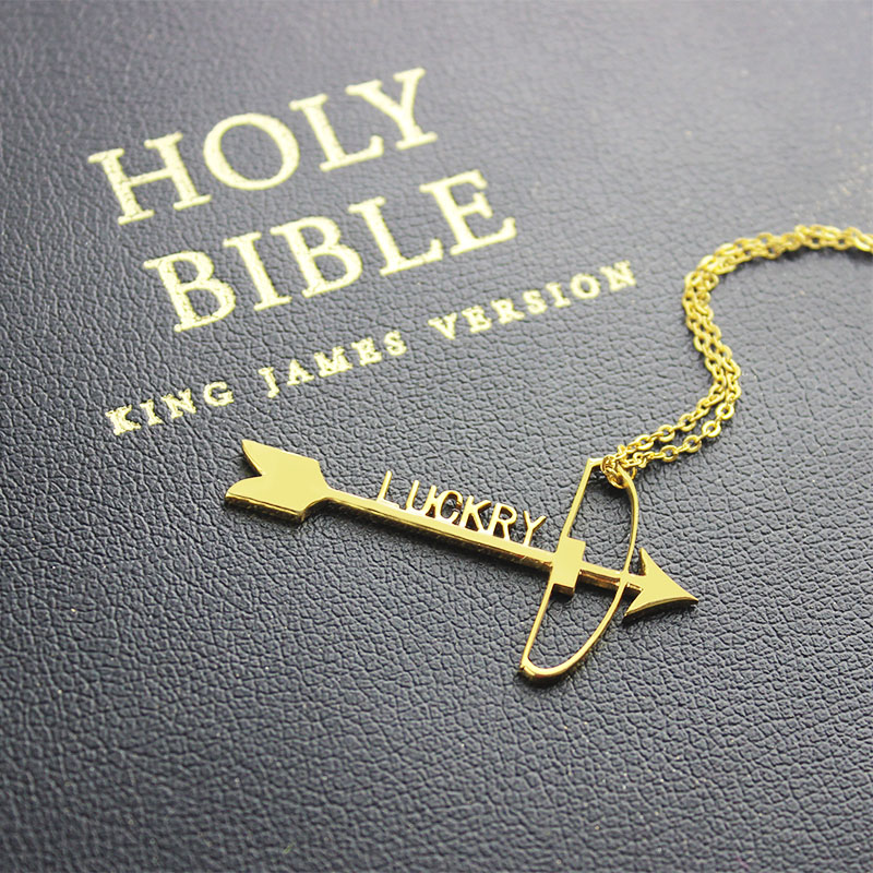 Personalised arrow cross name necklace product view