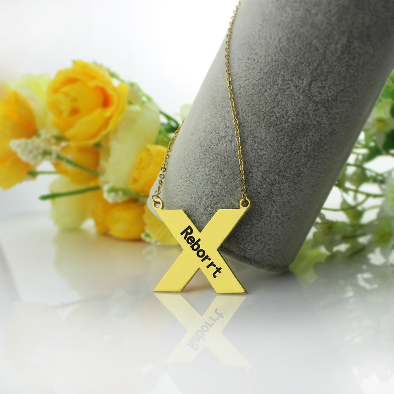 Personalised St. Andrew Cross Name Necklace Product View Personalised St. Andrew cross name necklace product view