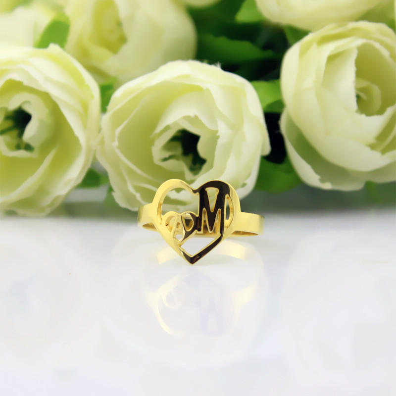 Personalised Heart in Heart Double Initial Ring product image
