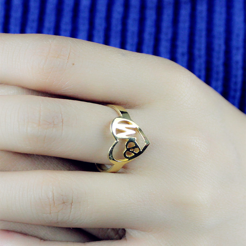 Personalised Heart in Heart Double Initial Ring product image