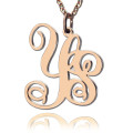 Personalised vine font two initial monogram necklace
