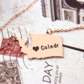 Washington State map heart name necklace product view