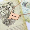 Connecticut Heart Name Necklace View Connecticut state-shaped heart name necklace product view