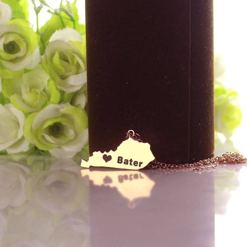 Custom Kentucky state-shaped name necklace product image