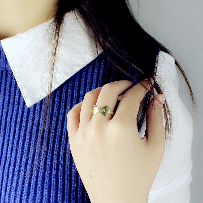 Custom initial double heart ring product image