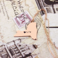 Personalised New York state-shaped heart name necklace product image