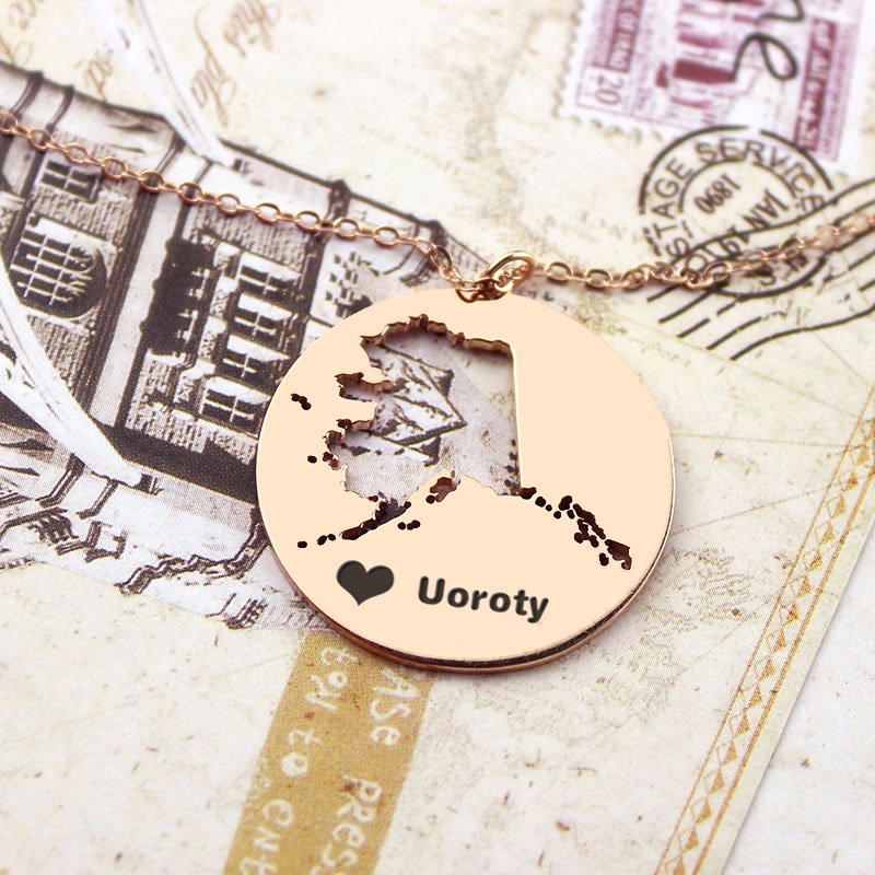 Custom Alaska State Heart Name Necklace Custom Alaska state heart name necklace product image