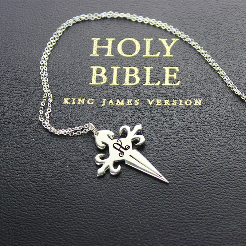 Silver St James Cross Name Necklace Silver St James cross name necklace