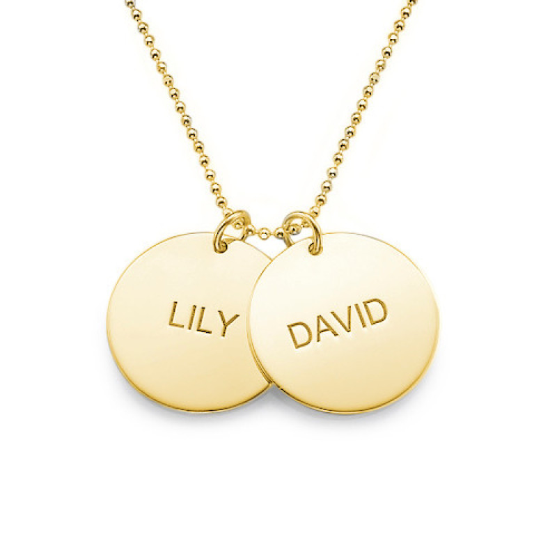 Personalised 18ct gold-plated silver disc pendant necklace