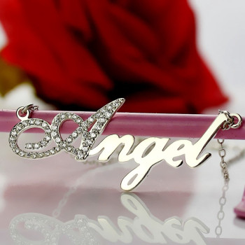 Sterling Silver Script Name Necklace-Initial Full Birthstone Sterling Silver Script Name Necklace-Initial Full Birthstone