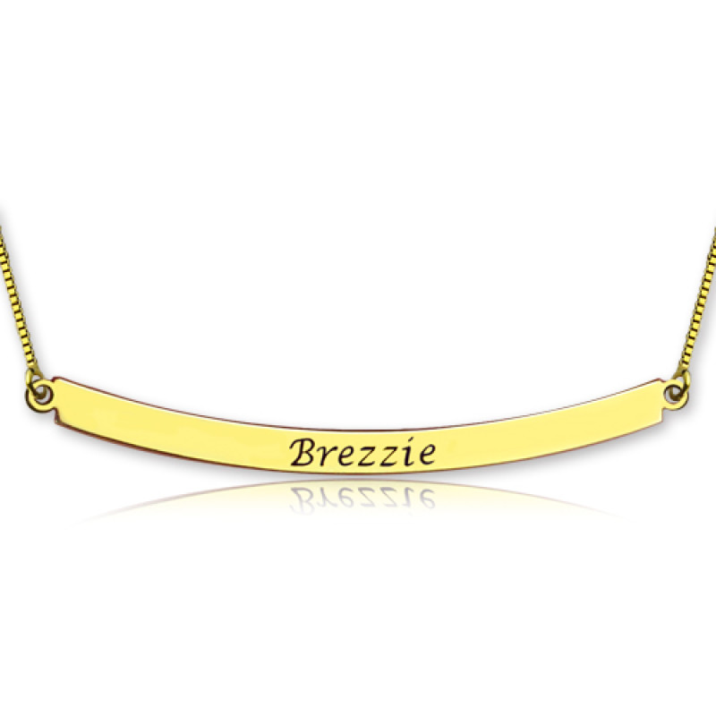 Personalised curved bar name necklace