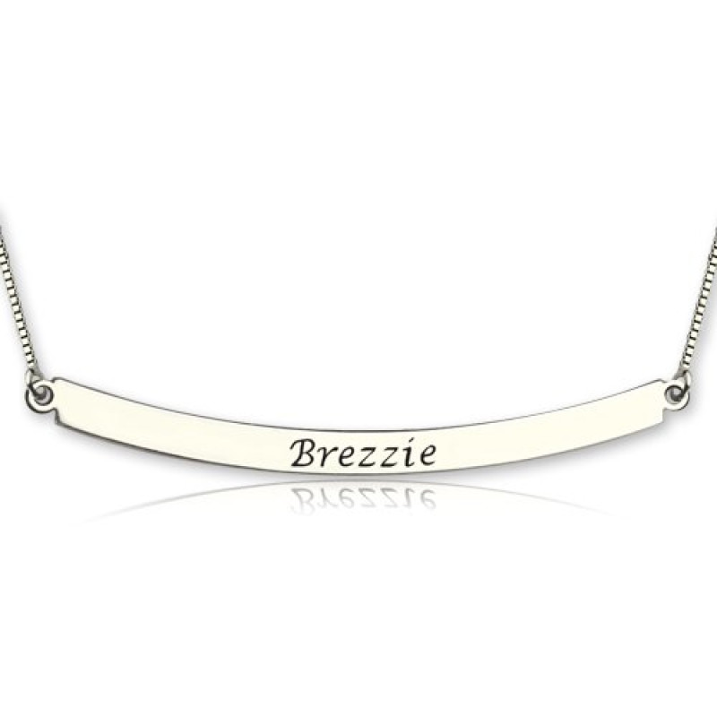 Personalised curved bar pendant necklace