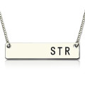 Sterling silver bar necklace with engraved initials