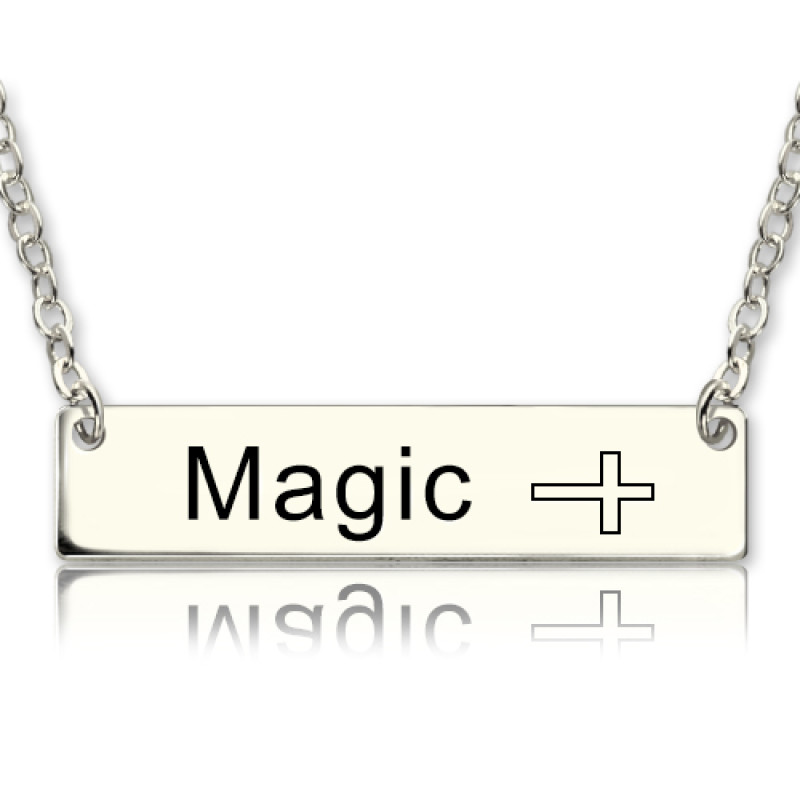 Sterling Silver Engraved Nameplate Bar Necklace Sterling silver engraved nameplate bar necklace