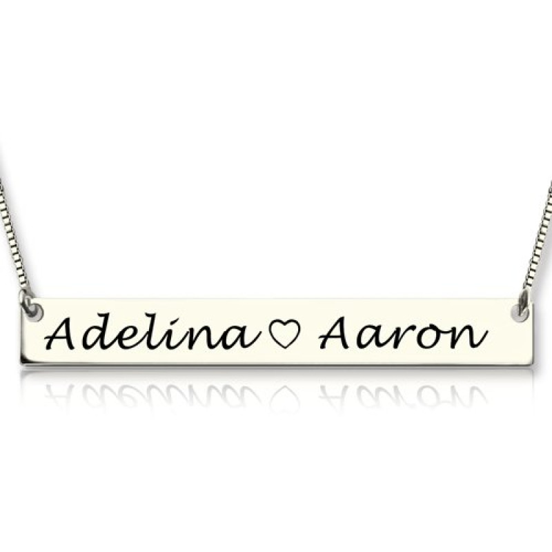 Engraved Couple Bar Necklace Engraved couple bar necklace in sterling silver