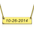 Personalised engraved date bar necklace in 18ct gold-plated silver