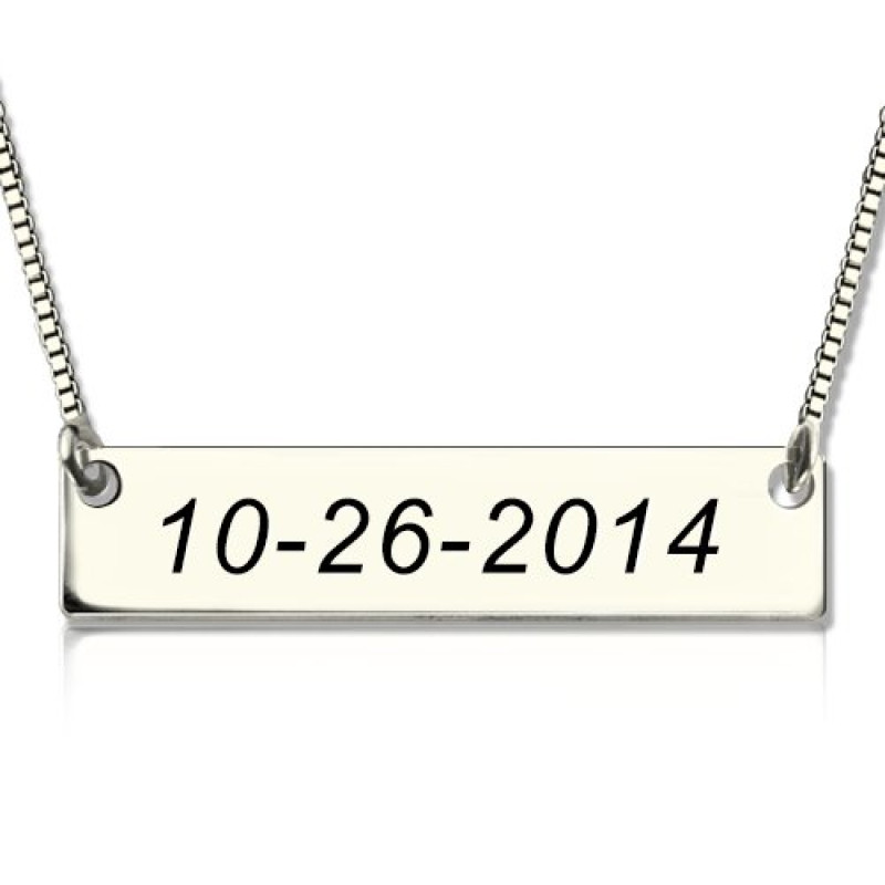 Personalised Sterling Silver Date Bar Necklace Personalised sterling silver date bar necklace