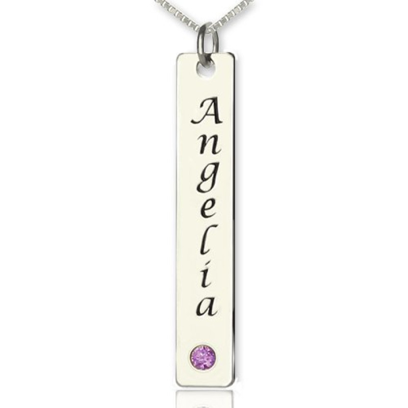 Personalised Silver Vertical Bar Name Tag Necklace Personalised silver vertical bar name tag necklace