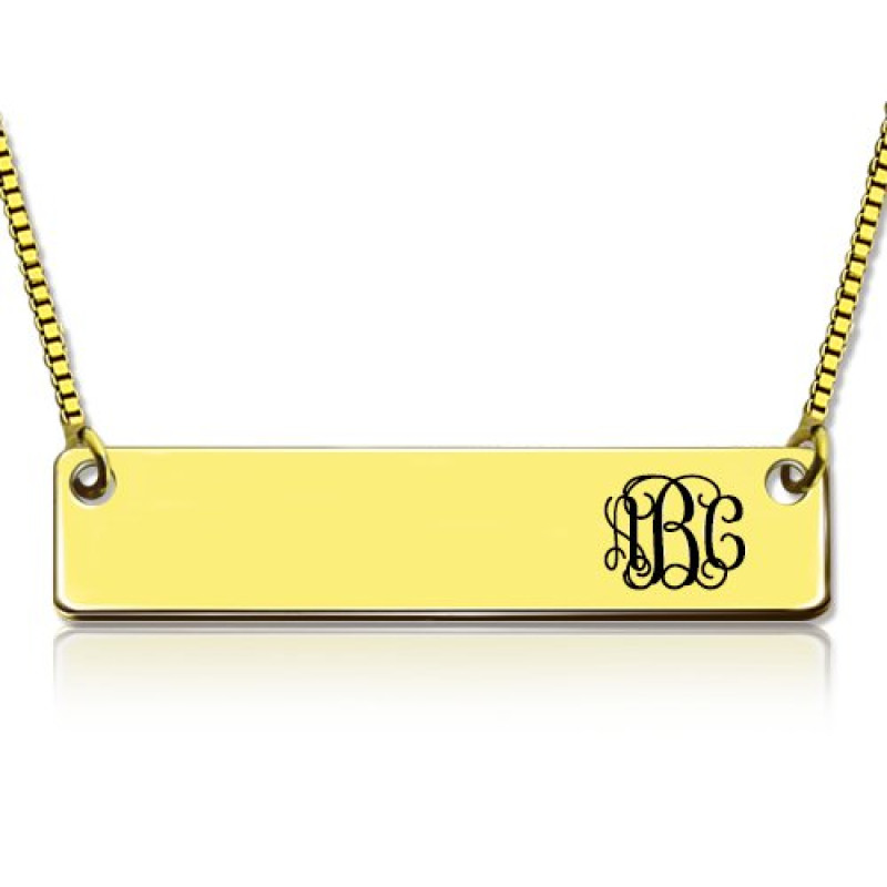 Personalised initial bar necklace with script monogram
