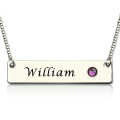 Personalised nameplate bar necklace with birthstone