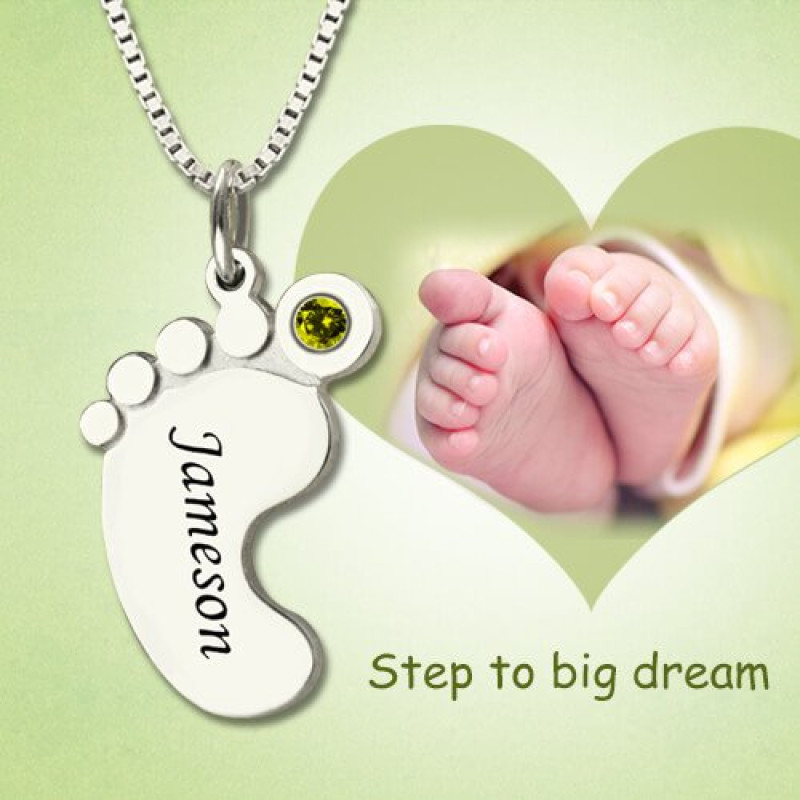 Baby Feet Name Necklace Baby feet name necklace