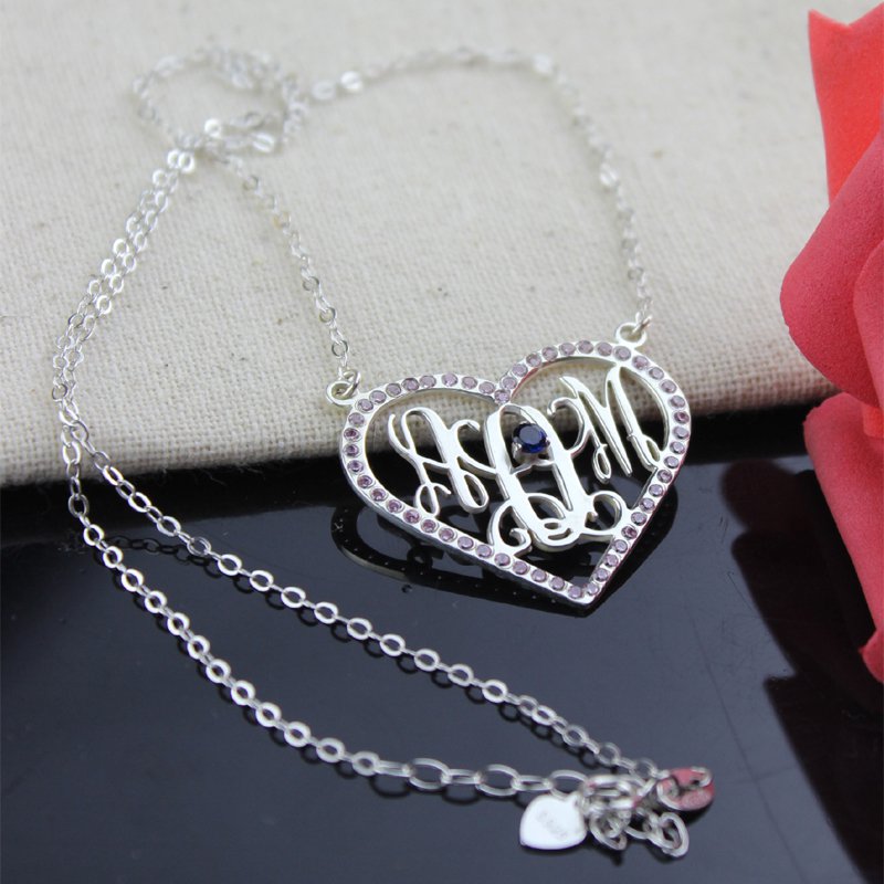 Birthstone Initial Necklace Birthstone initial necklace