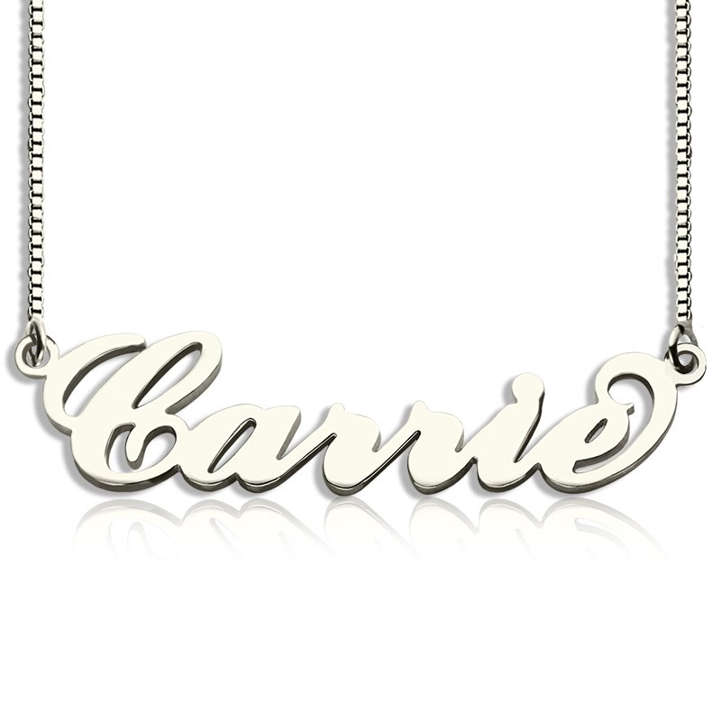 Personalised Carrie name necklace in silver