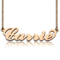 Carrie Name Necklace with Box Chain in Rose Gold Plated Finish Carrie personalised name necklace in 18ct rose gold plated finish with box chain