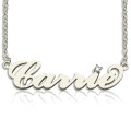 Carrie-style personalised name necklace with birthstone