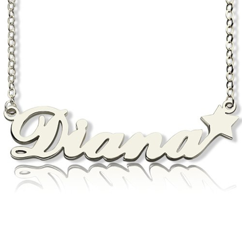 Personalised Name Necklace Personalised script name necklace with star detail